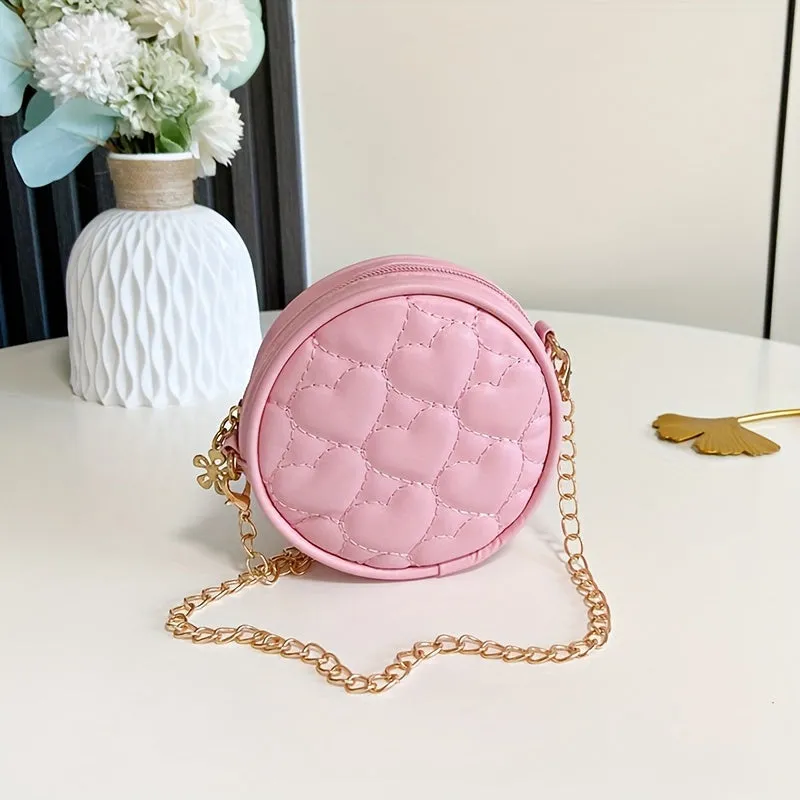 1pc Mini Small Round Crossbody Satchel Bag - Lightweight, Embroidered, Zipper Closure, Interchangeable Tape - Ideal for College, Going Out, Gift Giving in Black, Bright Pink, White Colors