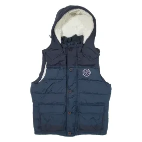 ABERCROMBIE & FITCH Insulated Mens Puffer Gilet Blue Hooded L