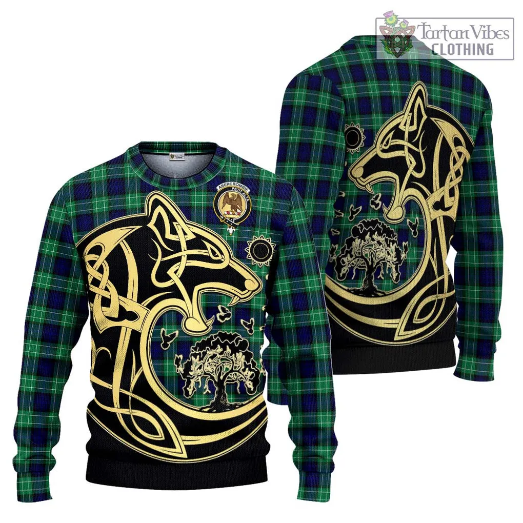 Abercrombie Tartan Ugly Sweater with Family Crest Celtic Wolf Style