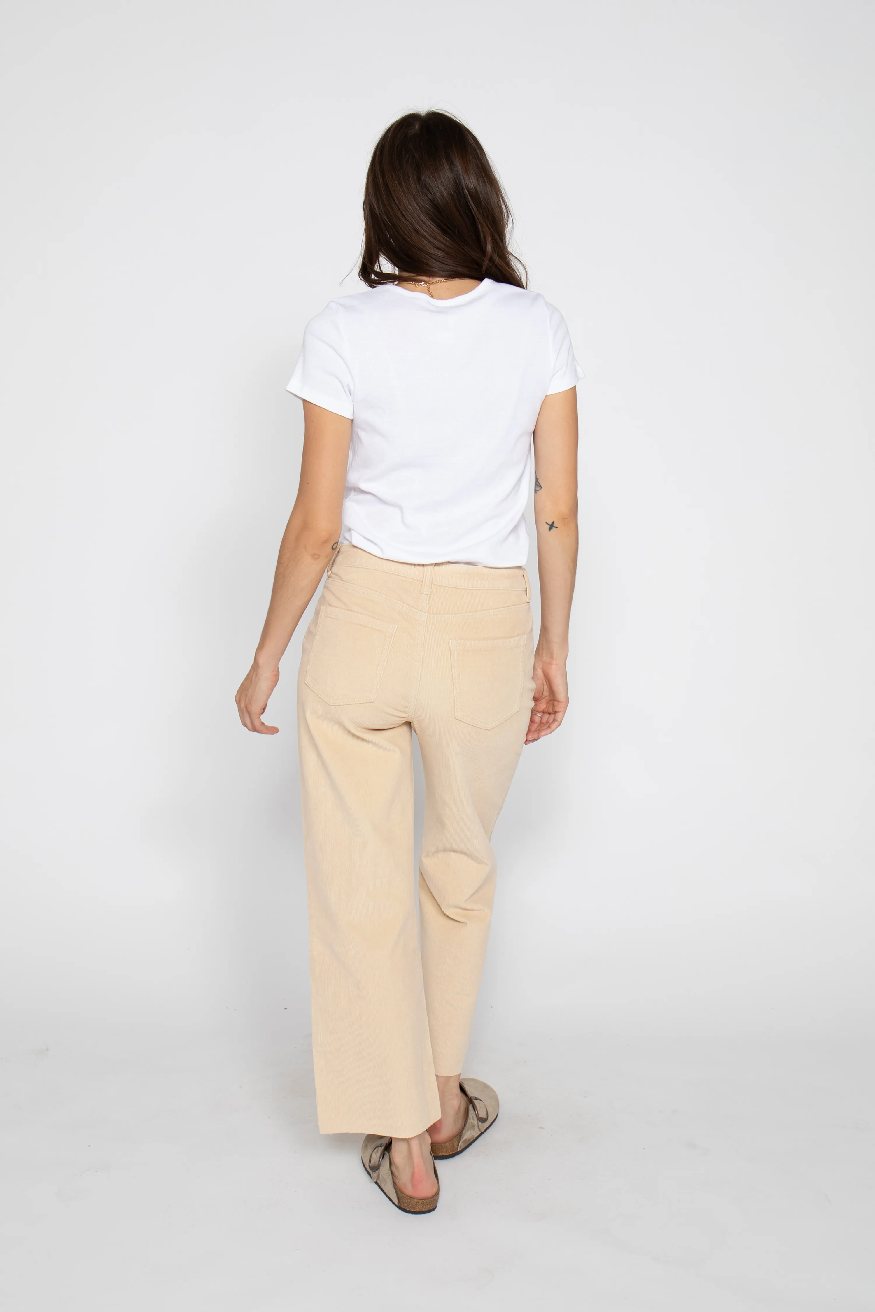 Aberdeen High Rise Wide Leg Crop Cord Almond Butter