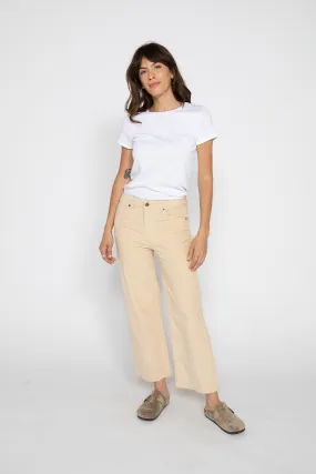 Aberdeen High Rise Wide Leg Crop Cord Almond Butter