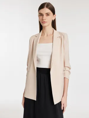 Acetate Ruched Sleeves Women Blazer