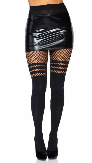 Ada Tights with Fishnet Accent - O/S (Black)