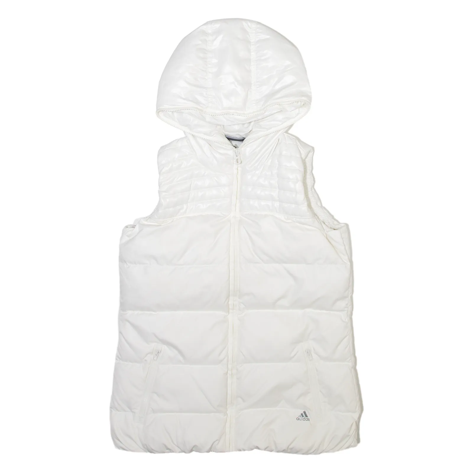 ADIDAS Down Insulated Womens Puffer Gilet White Hooded XS