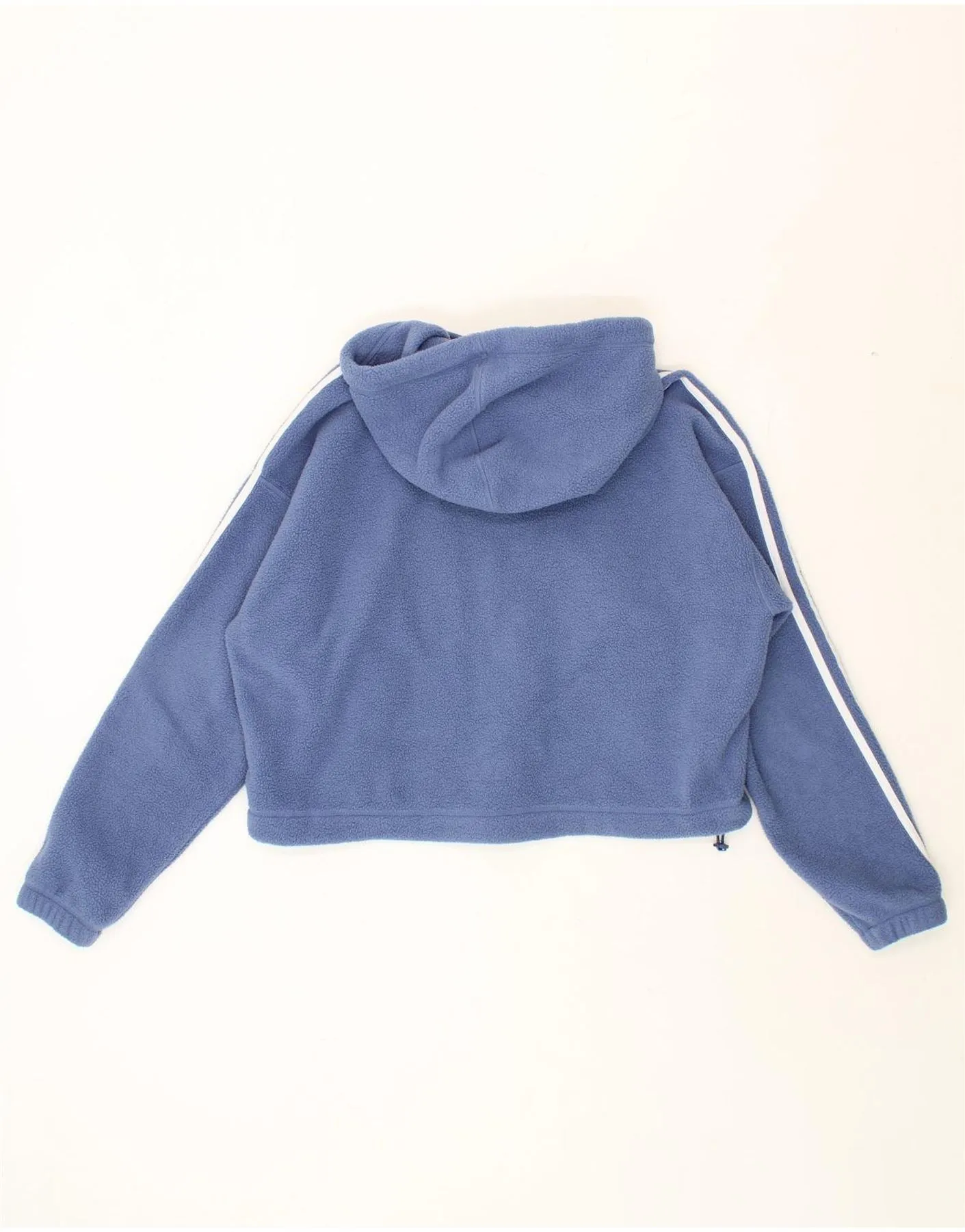 ADIDAS Womens Oversized Crop Fleece Zip Hoodie Sweater UK 12 Medium Blue