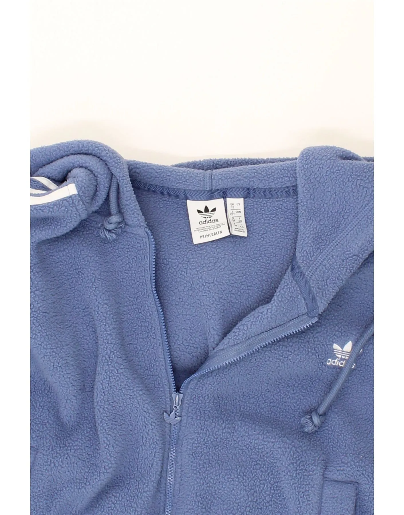 ADIDAS Womens Oversized Crop Fleece Zip Hoodie Sweater UK 12 Medium Blue