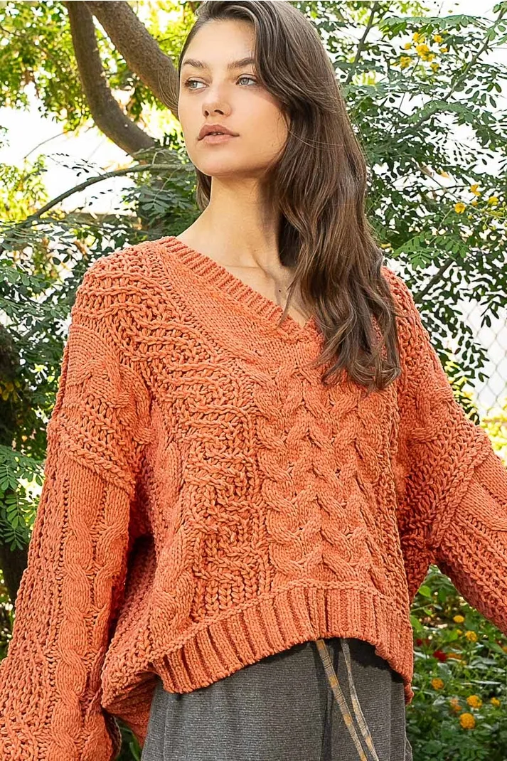 Alice Semi Cropped Sweater, Orange