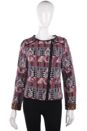 Amichi Woven Jacket Multi Coloured Aztec Style Design Size M