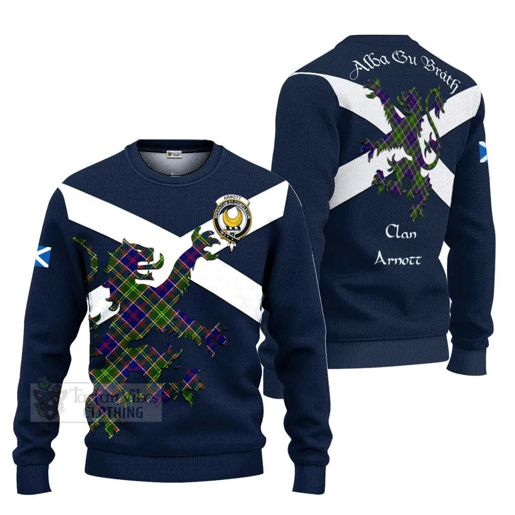 Arnott Tartan Lion Rampant Ugly Sweater Proudly Display Your Heritage with Alba Gu Brath and Clan Name