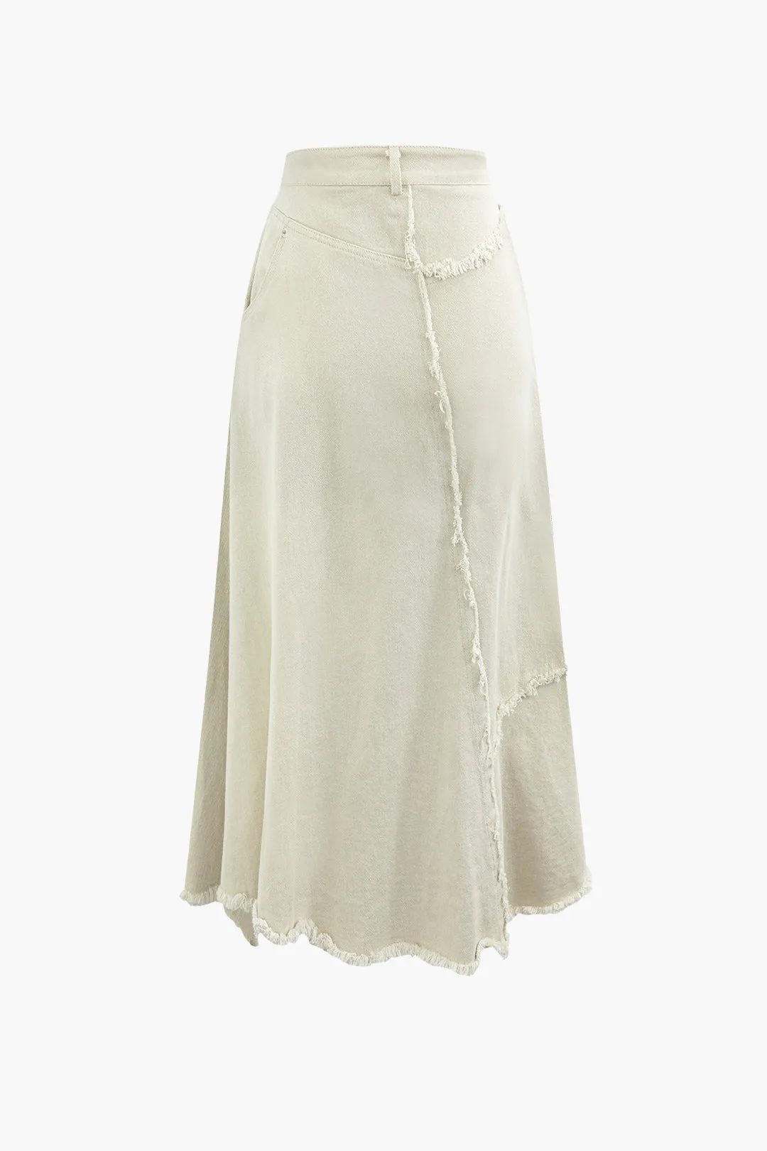 Asymmetric Wrap Frayed Maxi Skirt