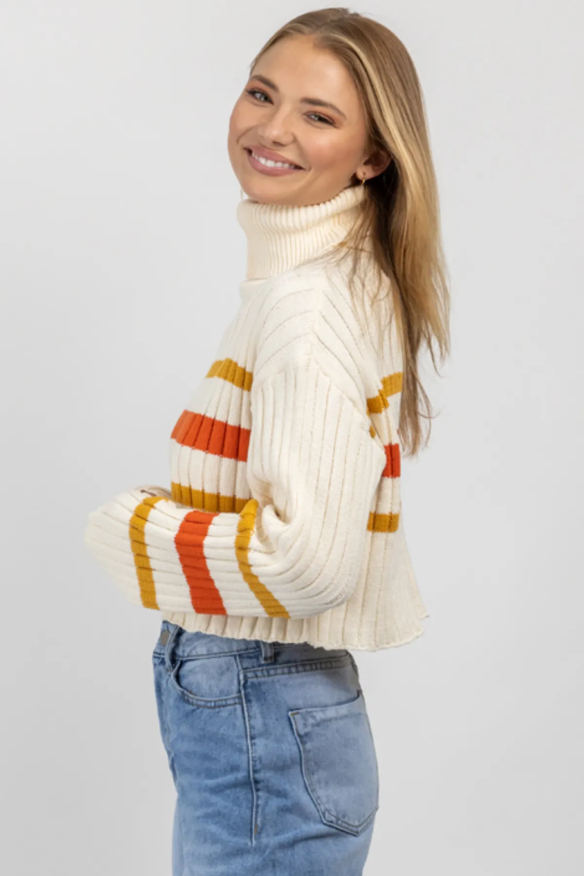 AUBURN STRIPE TURTLENECK SWEATER