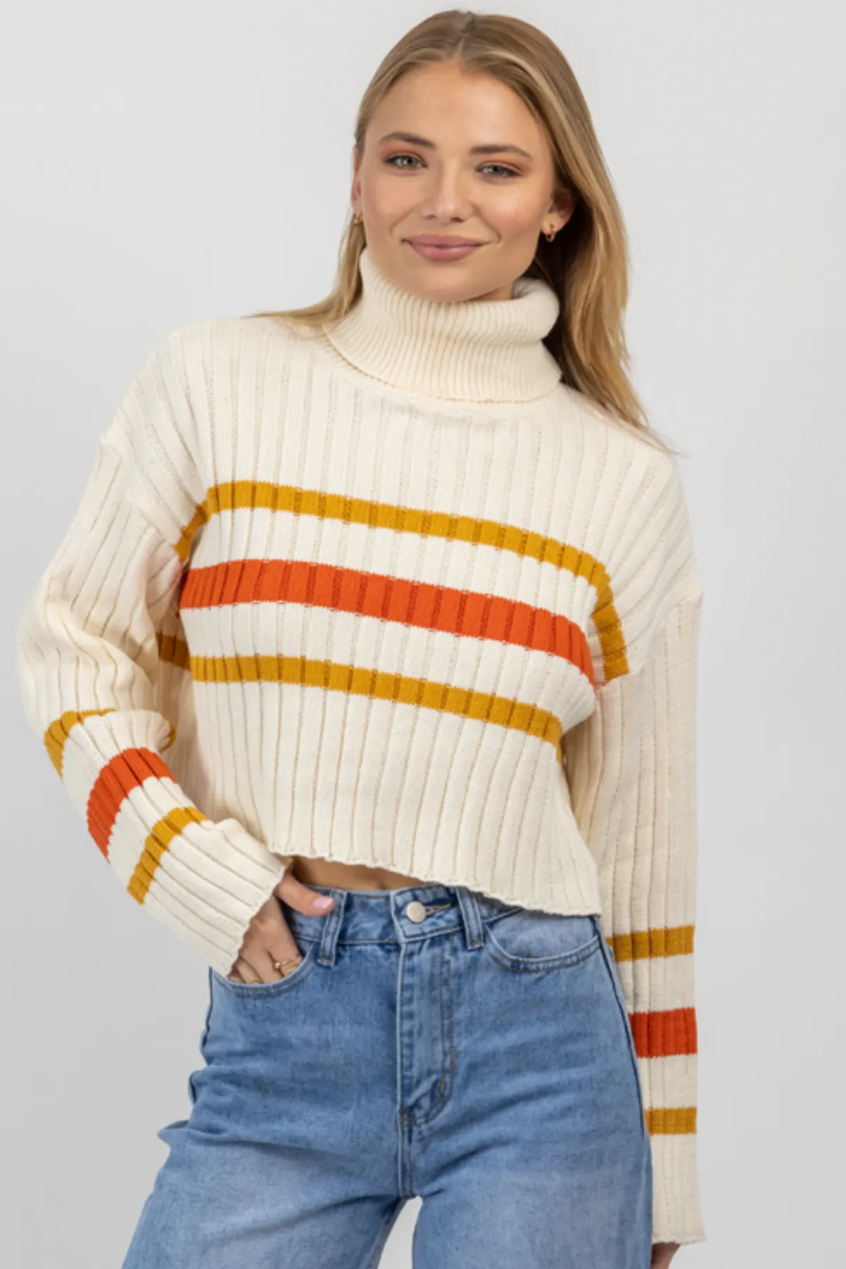 AUBURN STRIPE TURTLENECK SWEATER