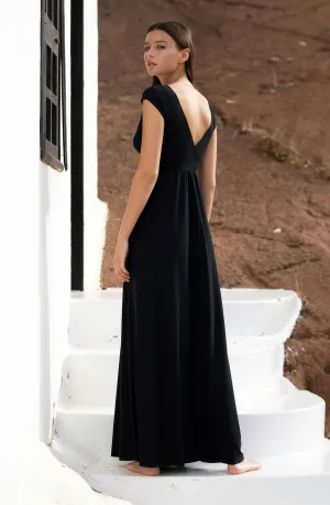 Ava Evening Maternity & Nursing Gown in Caviar