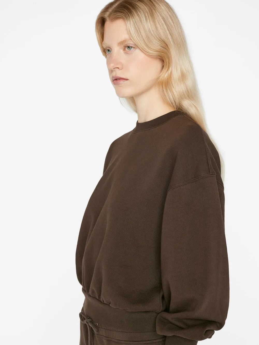 Balloon Sleeve Crew Sweatshirt -- Espresso