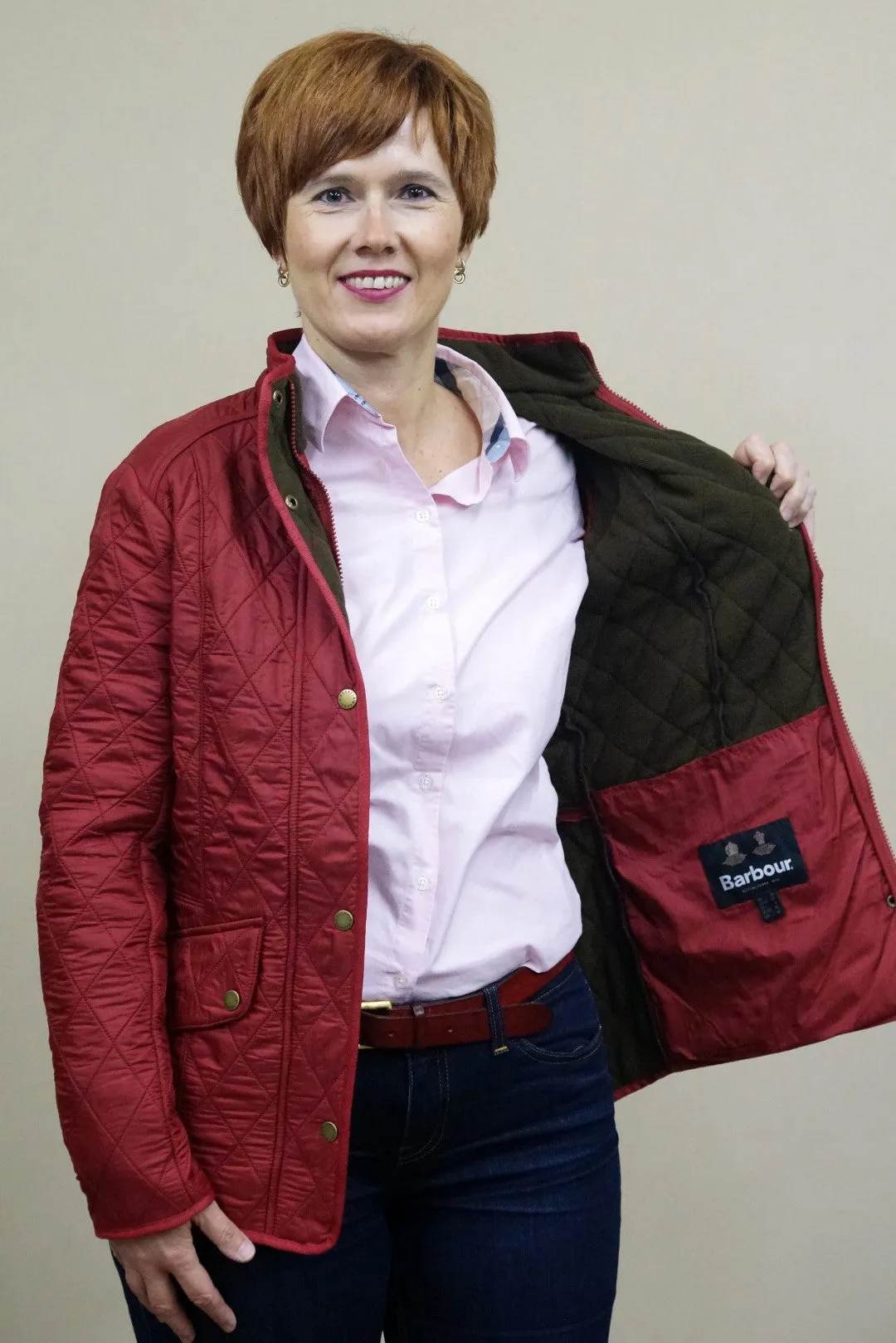 Barbour Cavalry Polarquilt Ladies Jacket - Warm Red LQU0087RE31