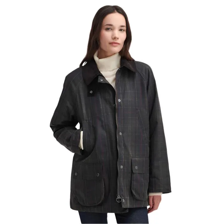 Barbour Ladies Tartan Ashby Wax Jacket - Dark/Classic