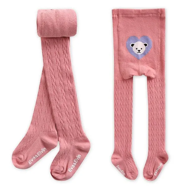 Beary Big Heart Tights (Black/Ivory/Neon Pink/Rose Pink)