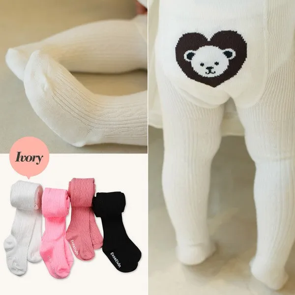 Beary Big Heart Tights (Black/Ivory/Neon Pink/Rose Pink)