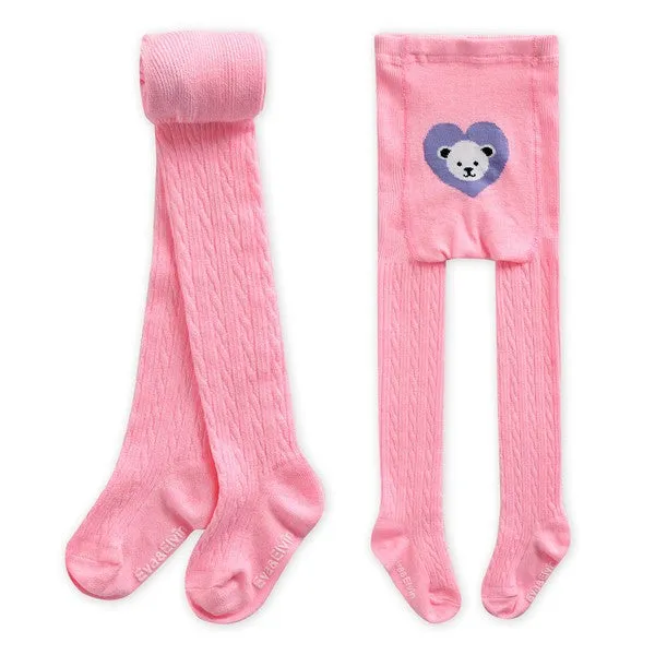 Beary Big Heart Tights (Black/Ivory/Neon Pink/Rose Pink)