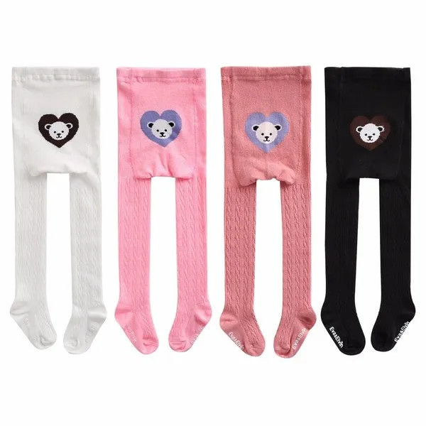 Beary Big Heart Tights (Black/Ivory/Neon Pink/Rose Pink)