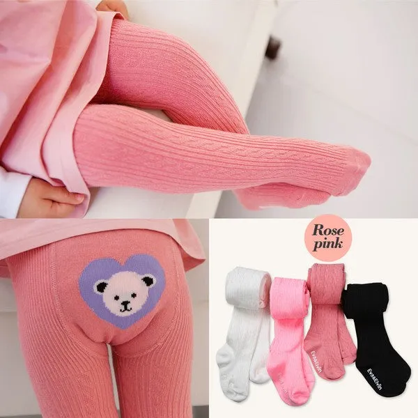 Beary Big Heart Tights (Black/Ivory/Neon Pink/Rose Pink)