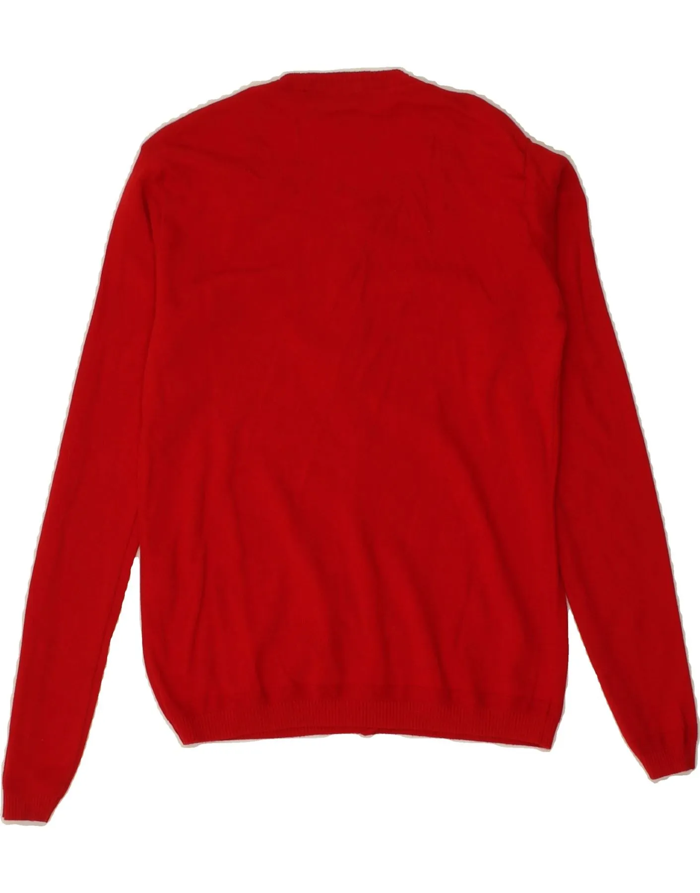 BENETTON Womens Crop Cardigan Sweater UK 10 Small Red Cotton