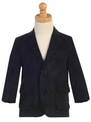 BIG BOYS BLACK TWO BUTTON CORDUROY EASTER BLAZER LITO 605