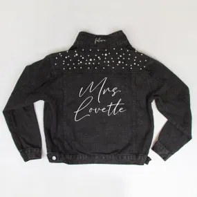 (Black Pearl) Custom Future Mrs. Lovette  Pearl Denim Jacket