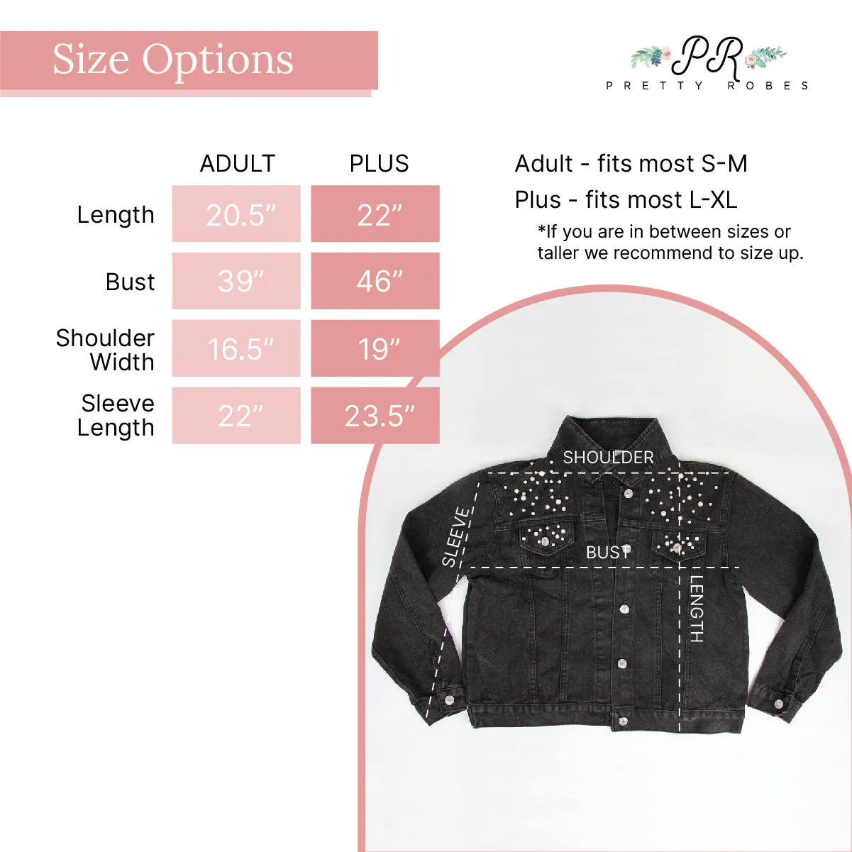 (Black Pearl) Customized Mrs. Adams  Pearl Denim Jacket