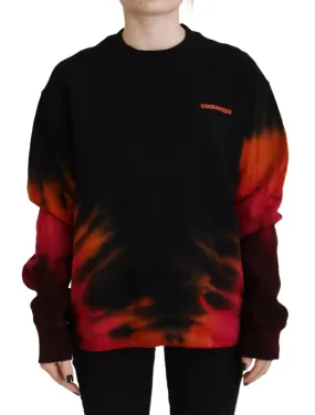 Black Tie Dye Logo Print Women Long Sleeve Sweater