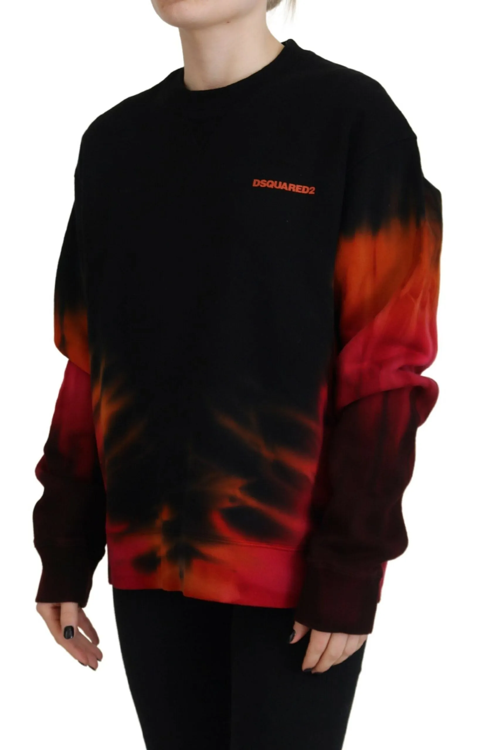 Black Tie Dye Logo Print Women Long Sleeve Sweater