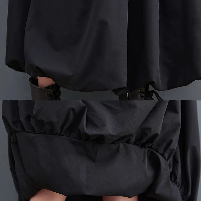 Black Vintage High Waist Pleated Loose Skirts