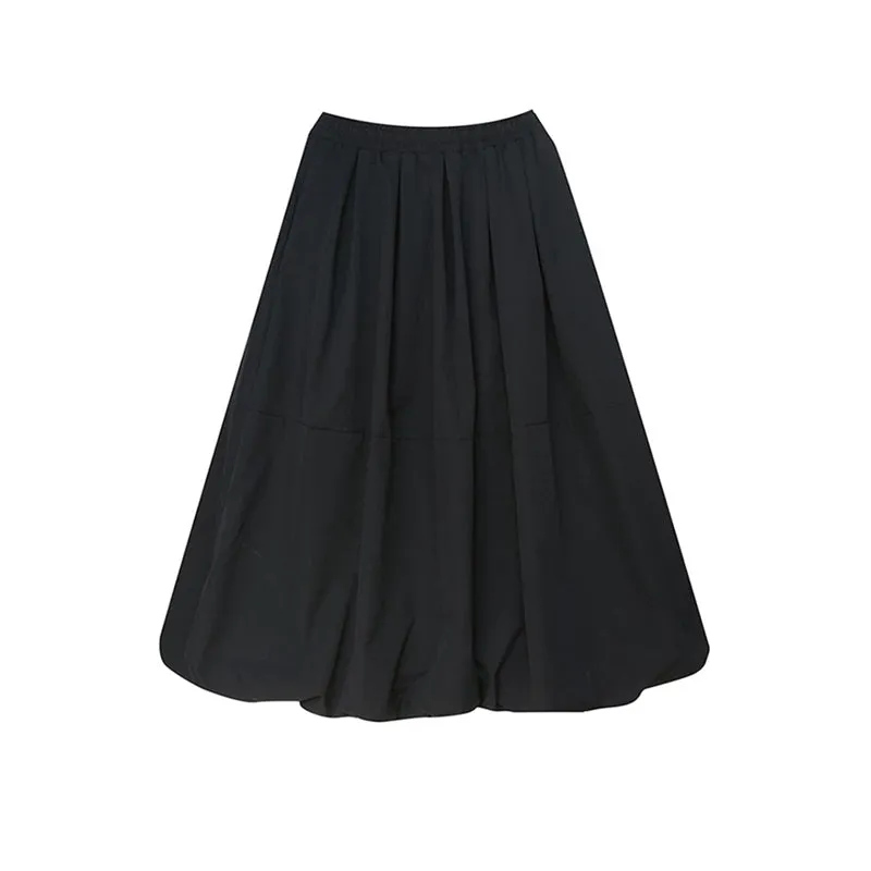 Black Vintage High Waist Pleated Loose Skirts