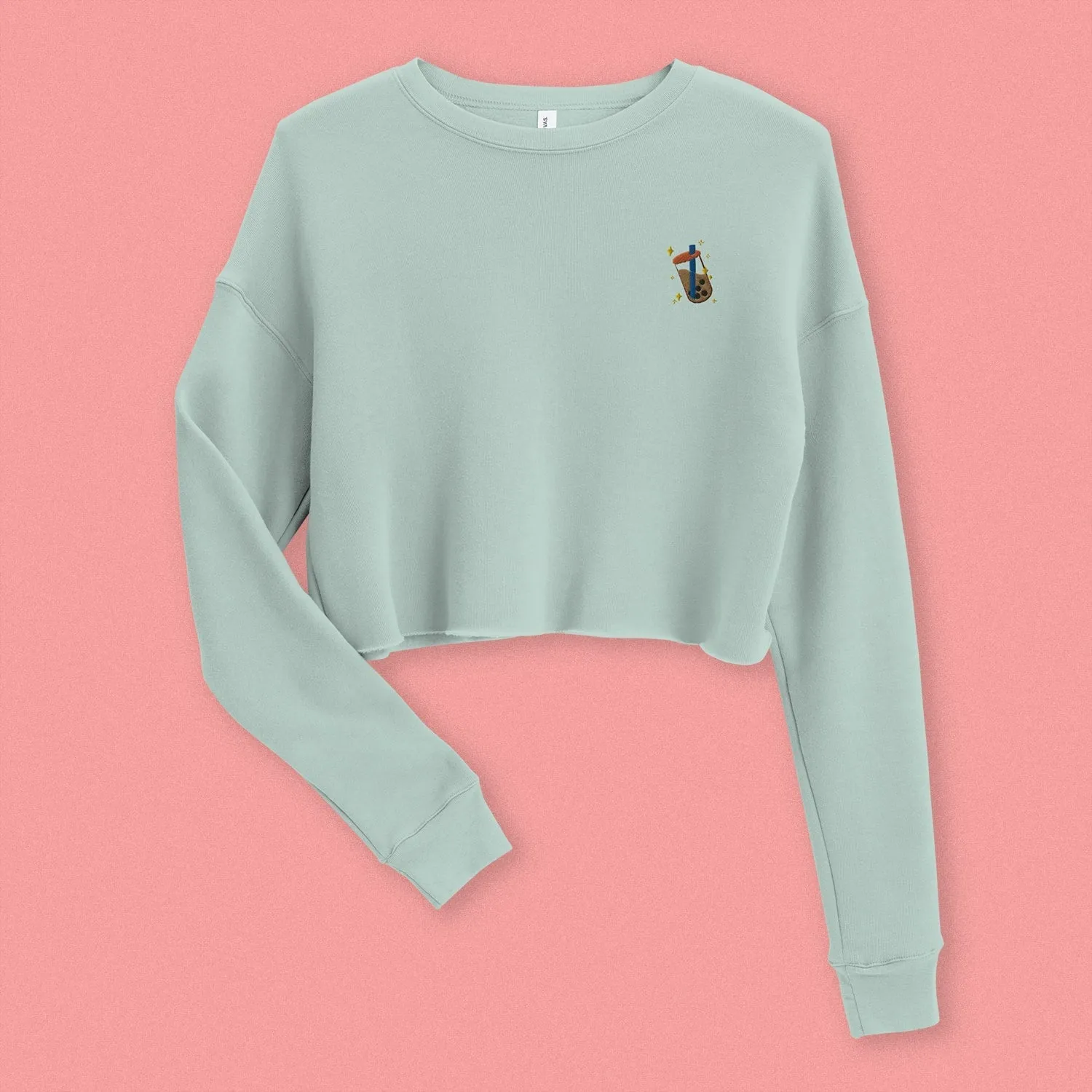 Boba Bliss Embroidered Crop Sweatshirt