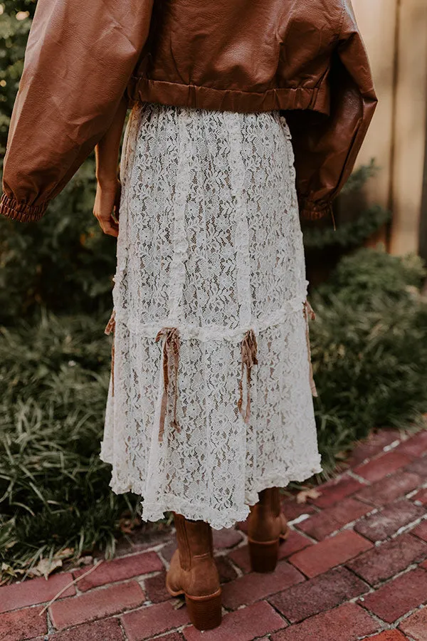 Boho Feels High Waist Lace Skirt in Mocha