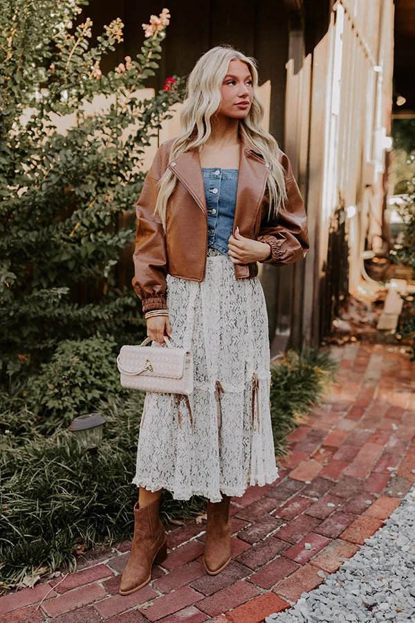 Boho Feels High Waist Lace Skirt in Mocha