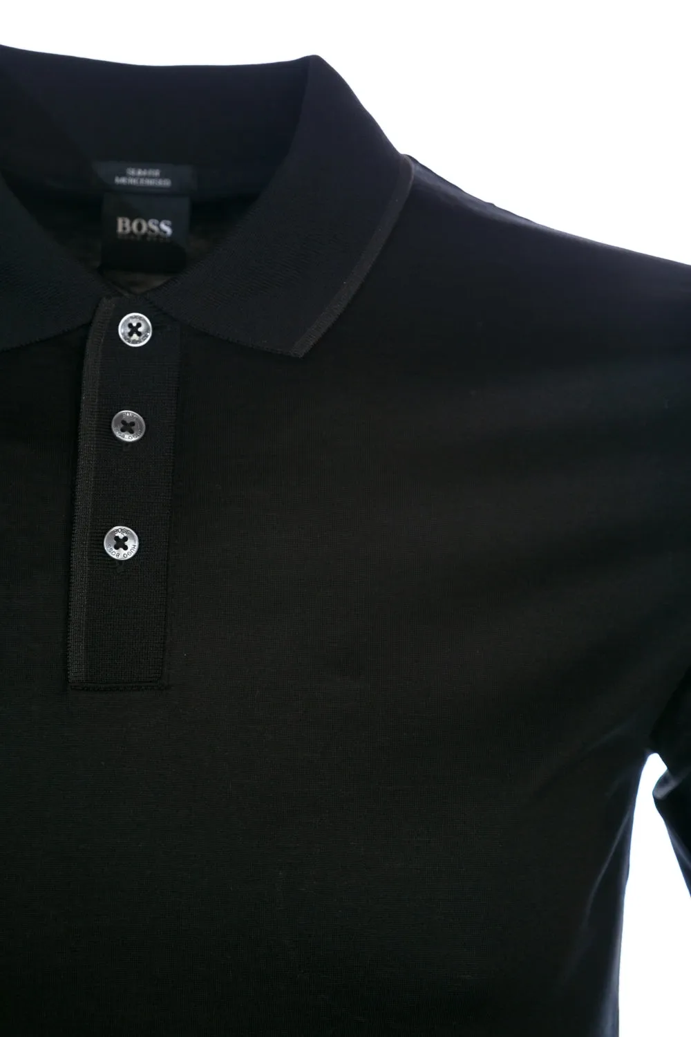 BOSS Paver 15 Long Sleeve Polo Shirt in Black