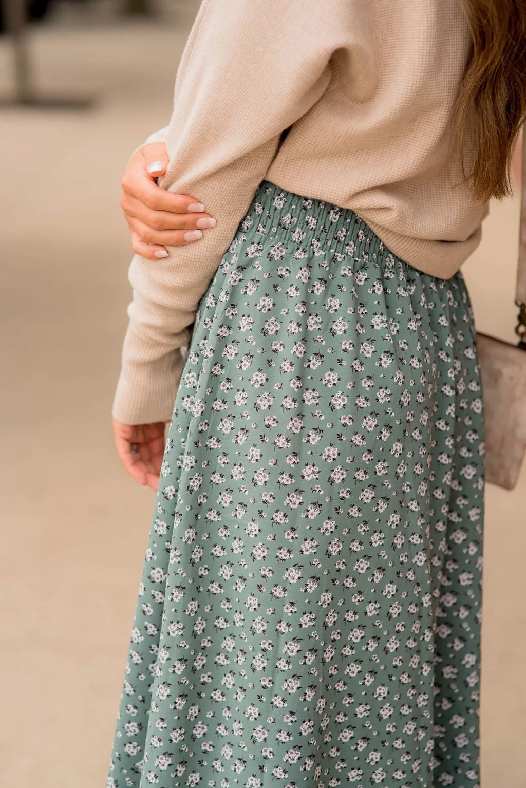 Bouquets Button Accent Maxi Skirt