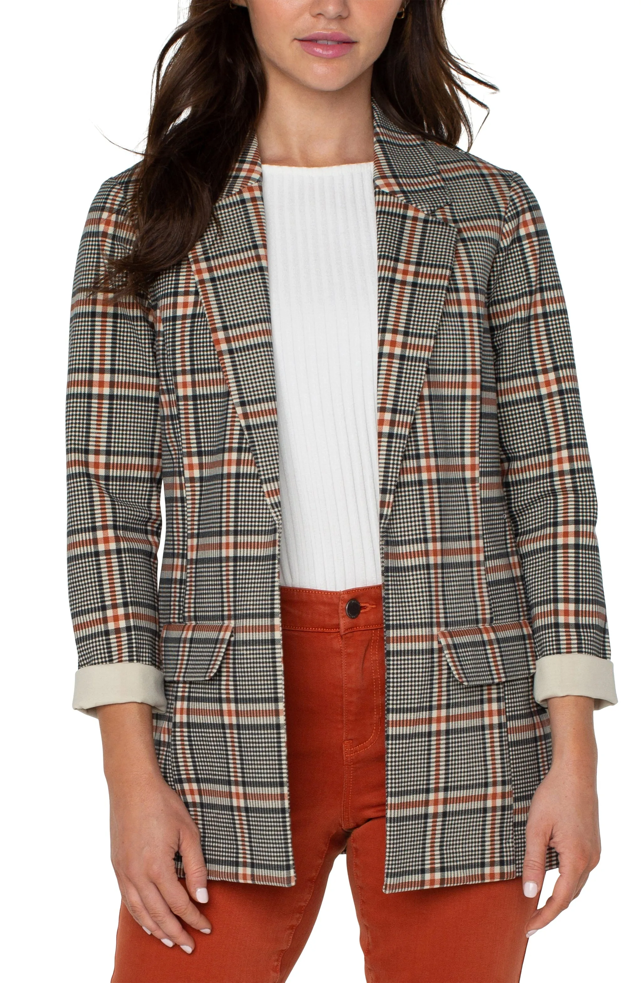 Boyfriend Blazer - Black Cinnamon Tartan Plaid