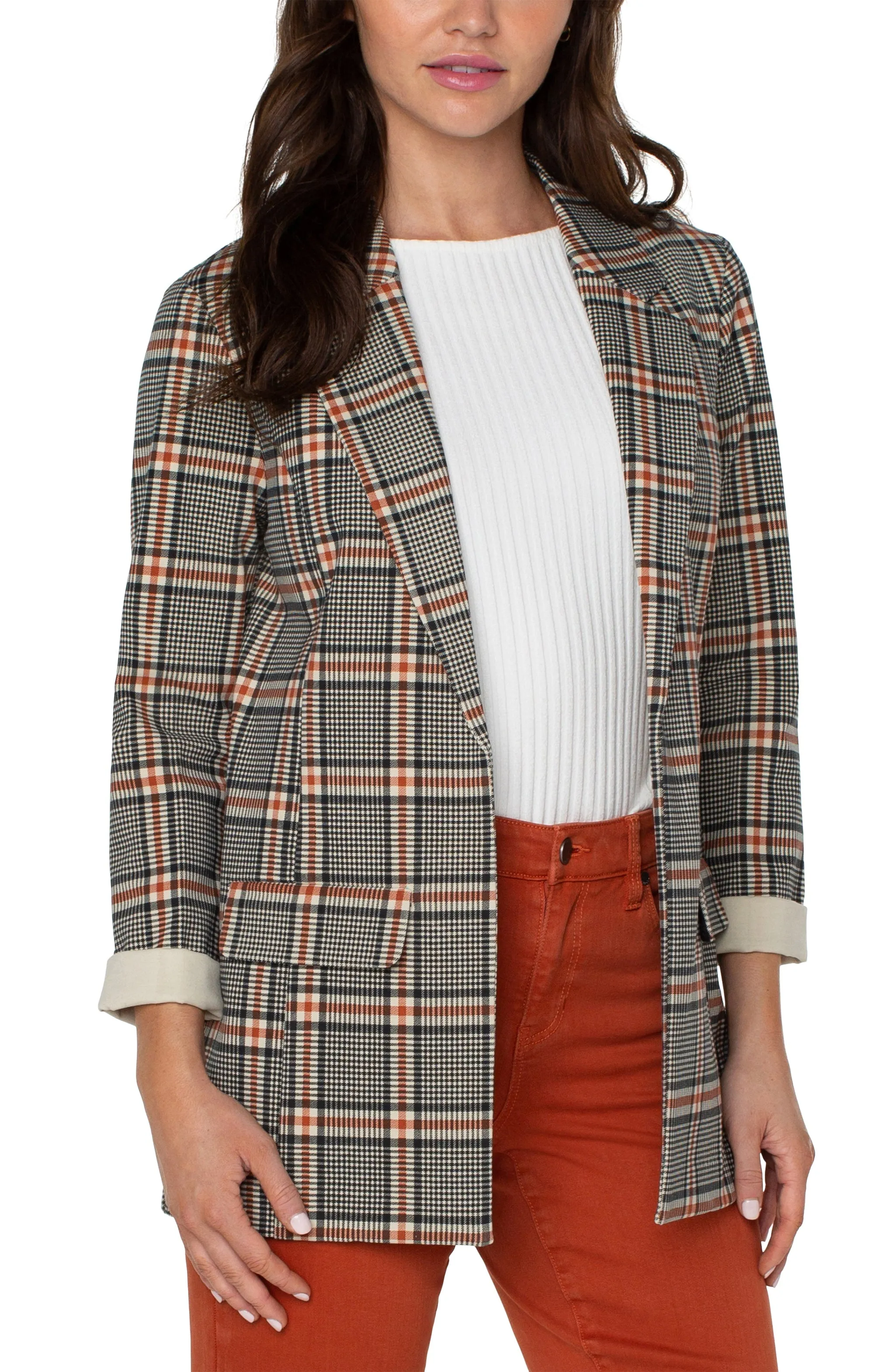 Boyfriend Blazer - Black Cinnamon Tartan Plaid