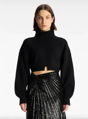 Brennan Cropped Wool Sweater - Black