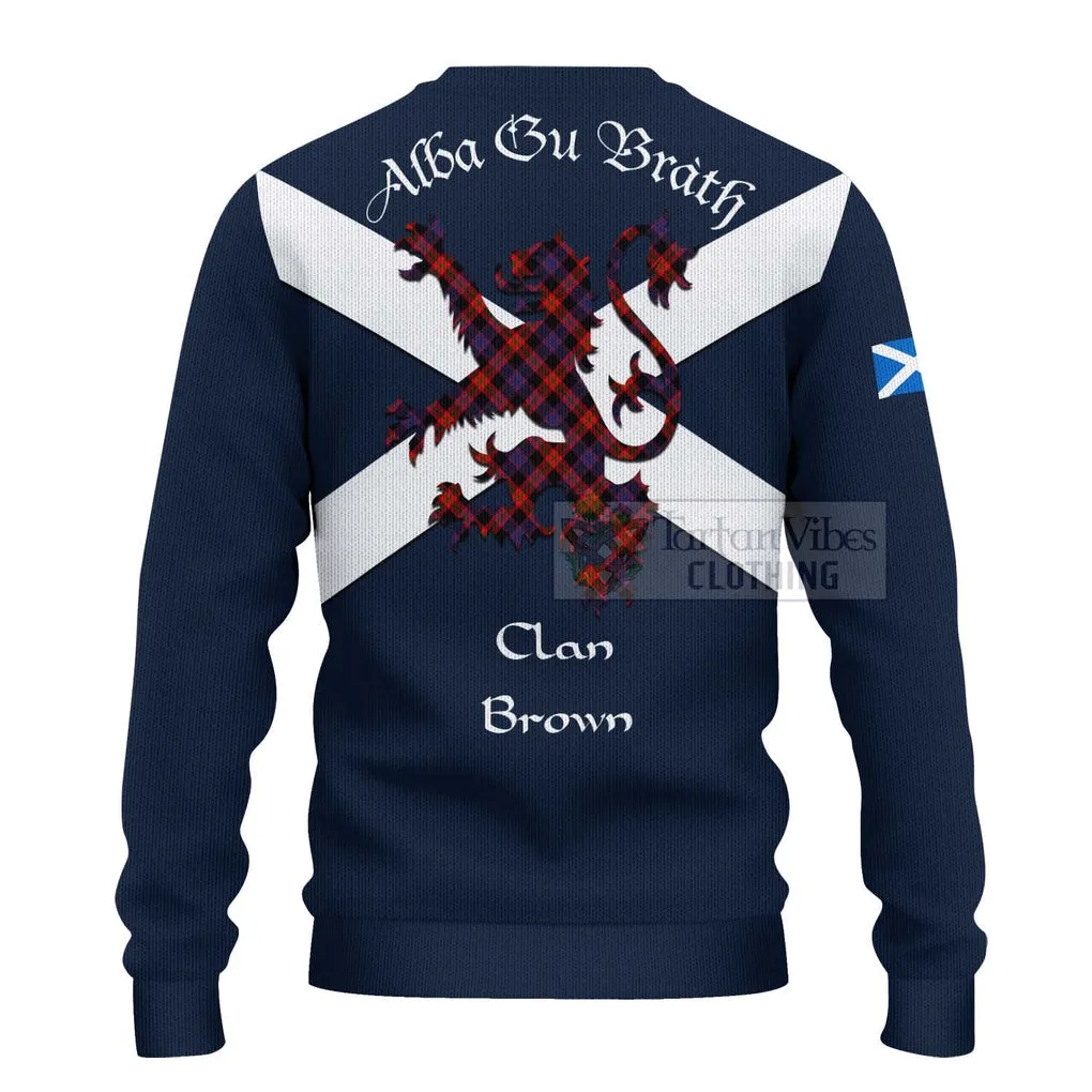 Brown (Broun) Tartan Lion Rampant Ugly Sweater Proudly Display Your Heritage with Alba Gu Brath and Clan Name