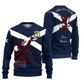 Brown (Broun) Tartan Lion Rampant Ugly Sweater Proudly Display Your Heritage with Alba Gu Brath and Clan Name