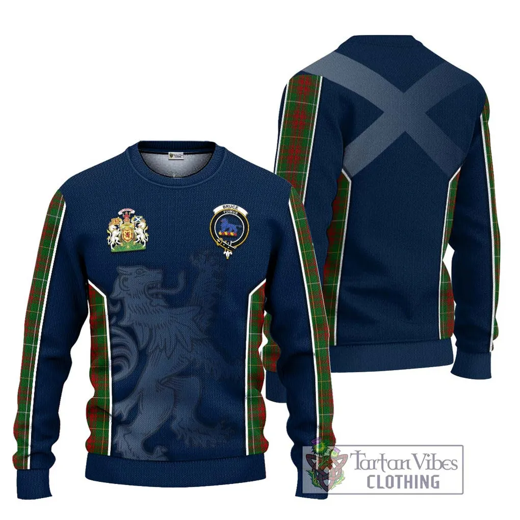 Bruce Hunting Tartan Ugly Sweater with Family Crest and Lion Rampant Vibes Sport Style