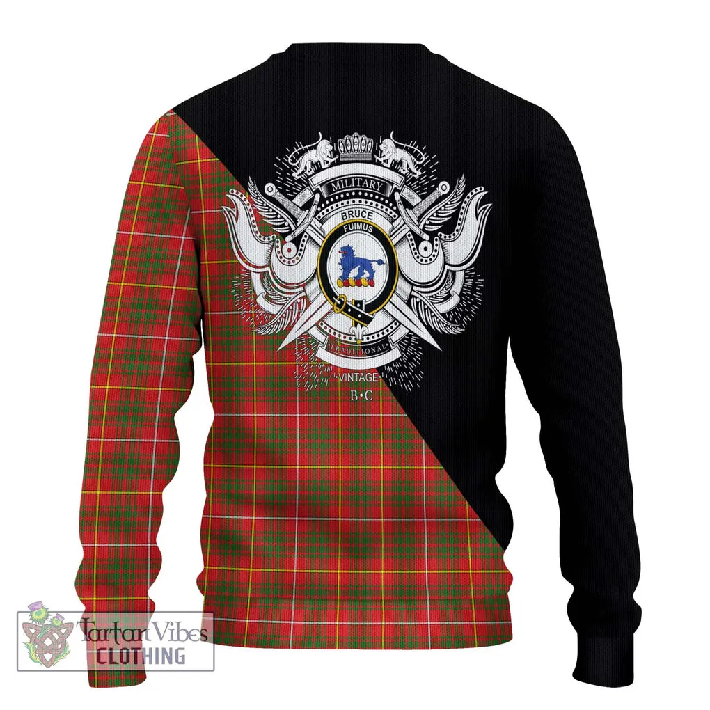 Bruce Modern Tartan Ugly Sweater with Family Crest and Military Logo Style