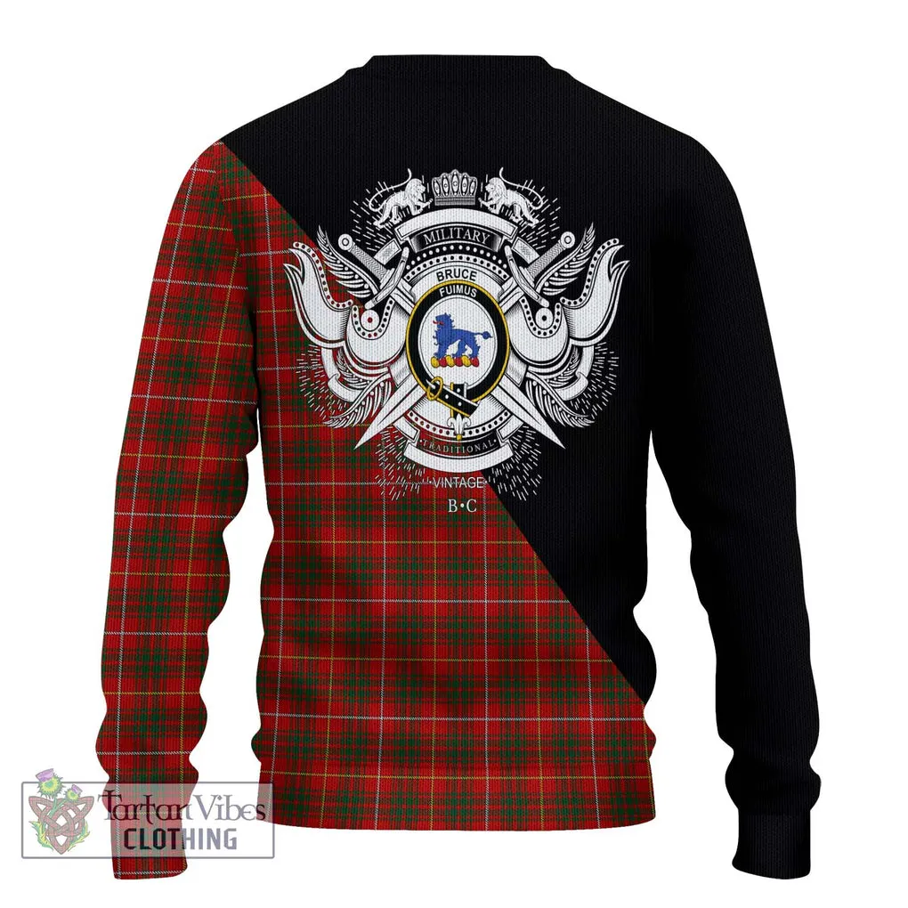 Bruce Tartan Ugly Sweater with Family Crest and Military Logo Style
