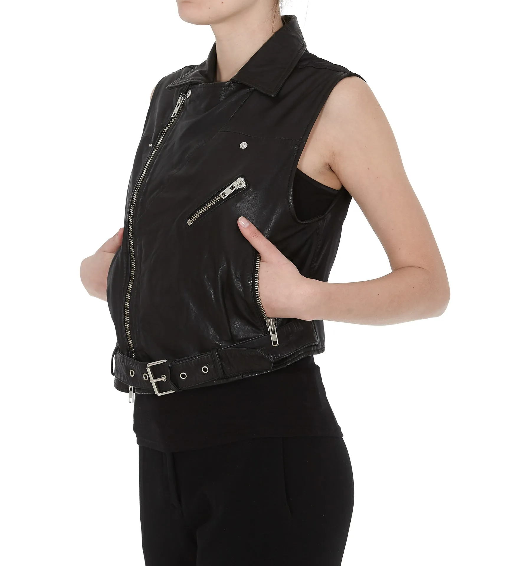 Bully Zipped Leather Gilet