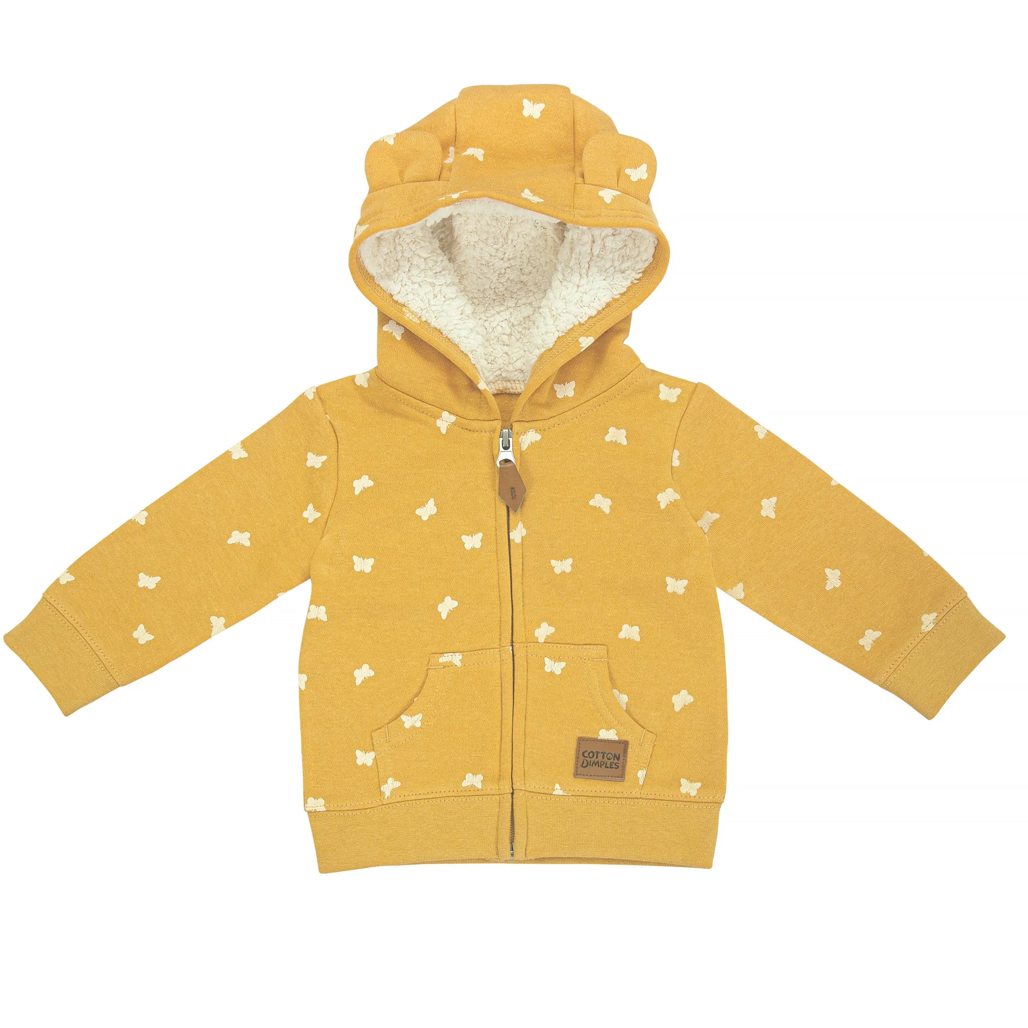 Butterfly print - Fleece Hooded Jacket with 3D ears Toddler