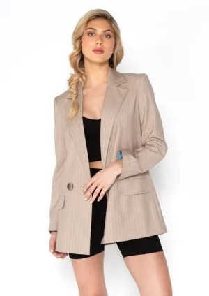 Button Down Mid Length Blazer