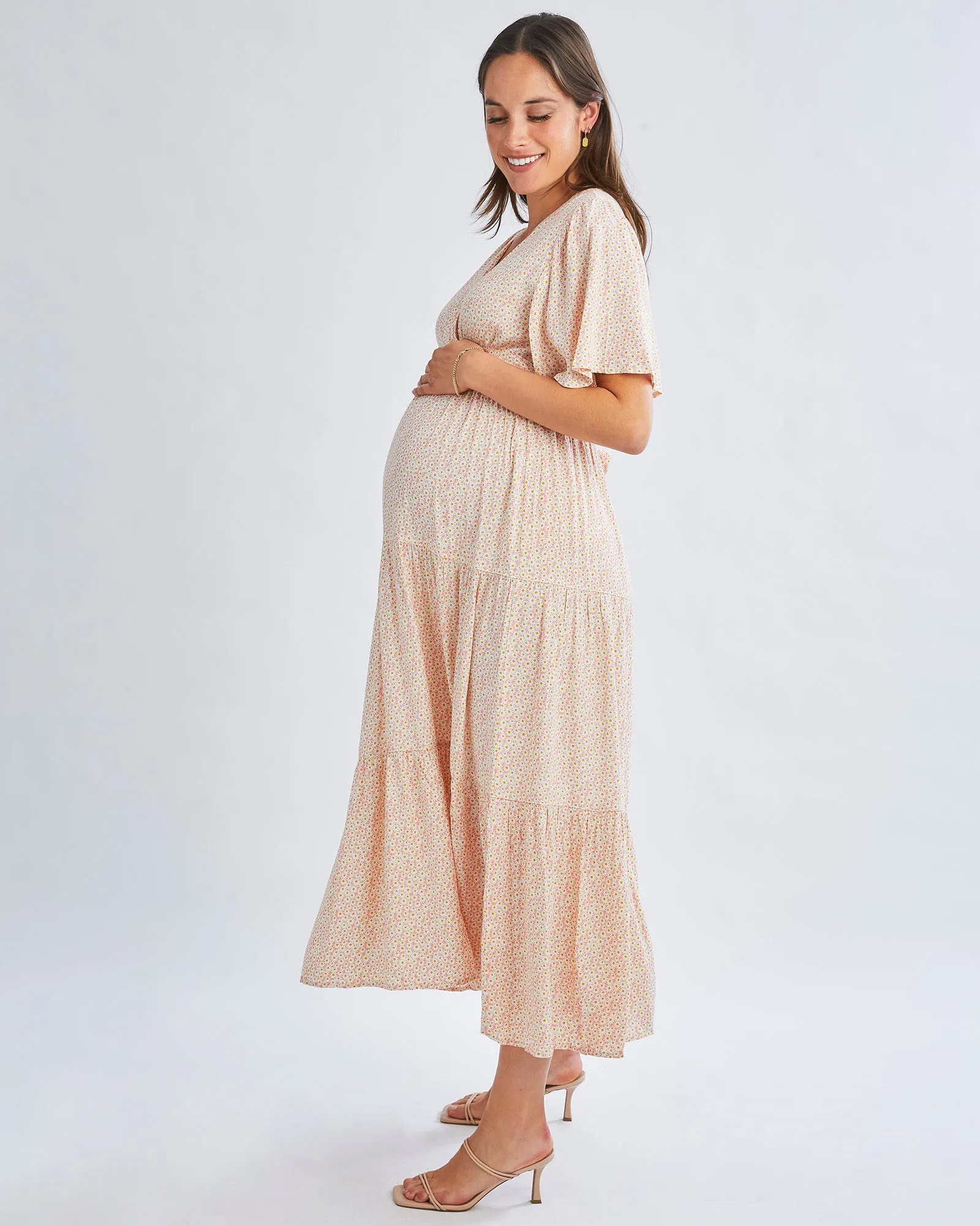 Cara Maternity Maxi Dress in Creamy Floral Glow